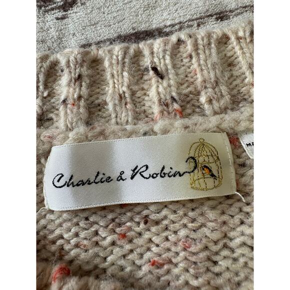 Anthropologie Charlie & Robin Sweater Knit Gold Buttons Large - Picture 6 of 7